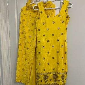 Yellow Plazzo Palazzo Punjabi suit Indian Wear